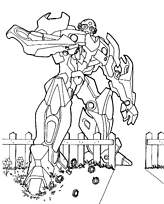 coloriage transformers enjambant la barriere du jardin